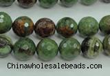 COP662 15.5 inches 8mm faceted round green opal gemstone beads