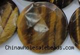 CTE410 15.5 inches 40mm faceted coin yellow tiger eye beads