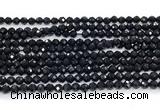 CON121 15.5 inches 3mm faceted round black onyx gemstone beads