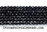 CON131 15.5 inches 6mm faceted round black onyx gemstone beads