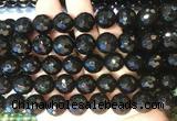 AGBS244 15 inches 12mm faceted round black agate beads wholesale