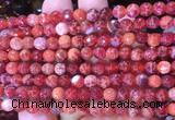 AGBS247 15 inches 6mm faceted round red dragon veins agate beads wholesale