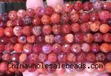 AGBS248 15 inches 8mm faceted round red dragon veins agate beads wholesale