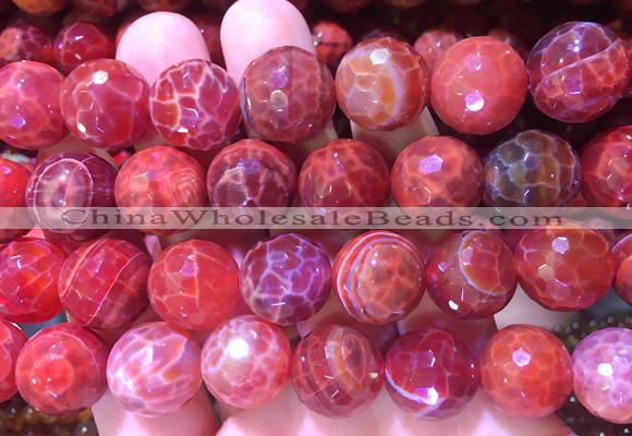 AGBS251 15 inches 14mm faceted round red dragon veins agate beads wholesale