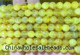 AGBS254 15 inches 8mm faceted round yellow dragon veins agate beads wholesale
