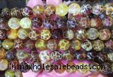 AGBS260 15 inches 10mm faceted round yellow dragon veins agate beads wholesale