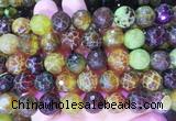 AGBS261 15 inches 12mm faceted round yellow dragon veins agate beads wholesale