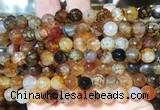 AGBS265 15 inches 8mm faceted round coffee dragon veins agate beads wholesale