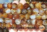 AGBS267 15 inches 12mm faceted round coffee dragon veins agate beads wholesale
