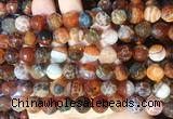 AGBS272 15 inches 10mm faceted round coffee dragon veins agate beads wholesale