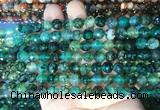 AGBS281 15 inches 6mm faceted round green dragon veins agate beads wholesale