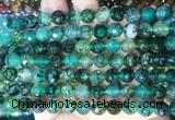 AGBS282 15 inches 8mm faceted round green dragon veins agate beads wholesale