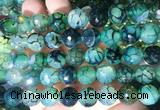 AGBS284 15 inches 12mm faceted round green dragon veins agate beads wholesale