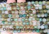 AGBS286 15 inches 6mm faceted round green dragon veins agate beads wholesale