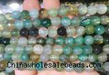 AGBS287 15 inches 8mm faceted round green dragon veins agate beads wholesale