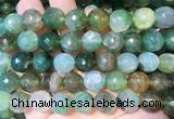 AGBS289 15 inches 12mm faceted round green dragon veins agate beads wholesale