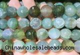 AGBS290 15 inches 14mm faceted round green dragon veins agate beads wholesale