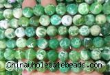 AGBS294 15 inches 10mm faceted round green dragon veins agate beads wholesale