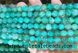 AGBS297 15 inches 6mm faceted round green dragon veins agate beads wholesale