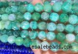 AGBS300 15 inches 12mm faceted round green dragon veins agate beads wholesale