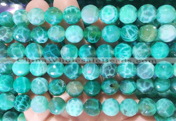 AGBS304 15 inches 10mm faceted round green dragon veins agate beads wholesale