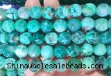 AGBS305 15 inches 12mm faceted round green dragon veins agate beads wholesale