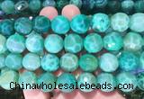 AGBS306 15 inches 14mm faceted round green dragon veins agate beads wholesale
