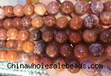 AGBS316 15 inches 12mm round red dragon veins agate beads wholesale