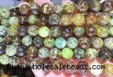 AGBS326 15 inches 10mm round yellow dragon veins agate beads wholesale