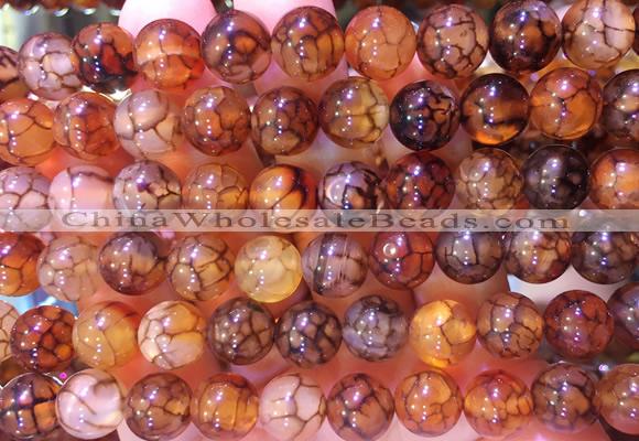 AGBS332 15 inches 10mm round coffee dragon veins agate beads wholesale