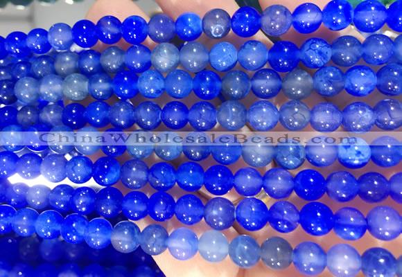AGBS342 15 inches 6mm round blue dragon veins agate beads wholesale