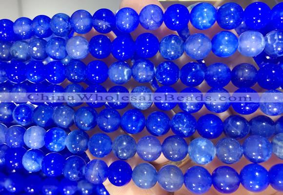 AGBS343 15 inches 8mm round blue dragon veins agate beads wholesale