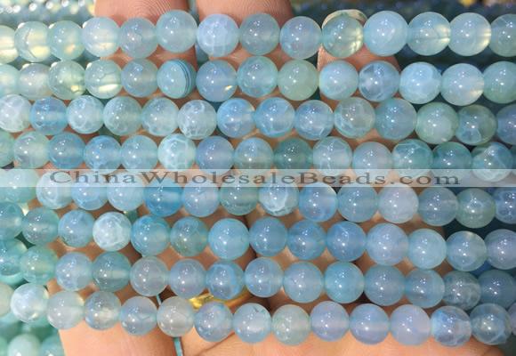 AGBS355 15 inches 6mm round blue dragon veins agate beads wholesale