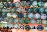 AGBS366 15 inches 12mm round green dragon veins agate beads wholesale
