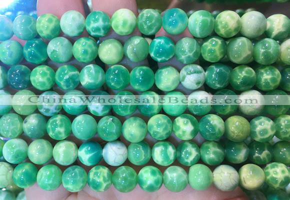 AGBS374 15 inches 8mm round green dragon veins agate beads wholesale
