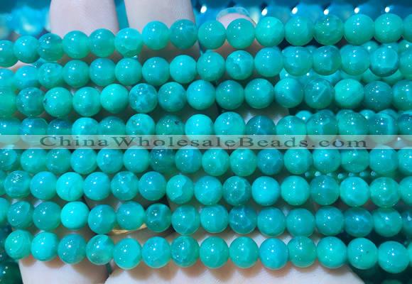AGBS379 15 inches 6mm round green dragon veins agate beads wholesale