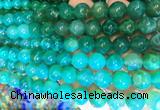 AGBS387 15 inches 10mm round green dragon veins agate beads wholesale