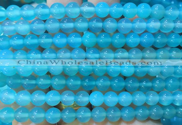 AGBS390 15 inches 6mm round blue agate beads wholesale