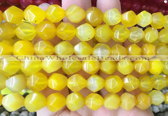 AGBS411 15 inches 10mm faceted nuggets agate gemstone beads wholesale