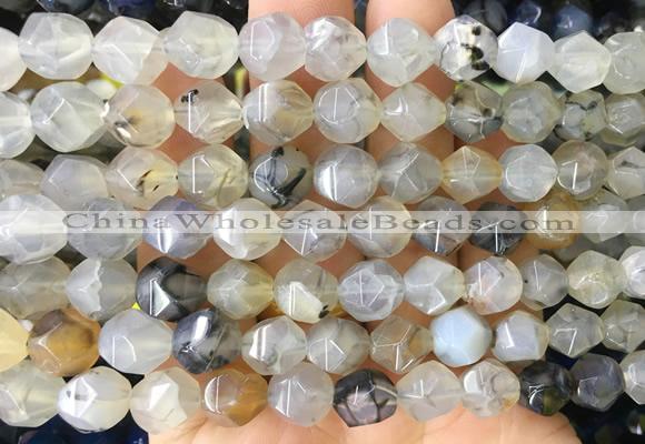 AGBS414 15 inches 10mm faceted nuggets agate gemstone beads wholesale
