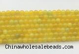 AGBS72 15 inches 4mm round yellow fire agate beads wholesale