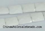 CAA07 15.5 inches 10*14mm faceted rectangle white agate gemstone beads