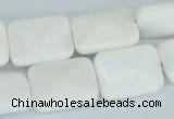 CAA08 15.5 inches 15*20mm faceted rectangle white agate gemstone beads