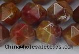 CAA1003 15.5 inches 12mm faceted nuggets red moss agate beads