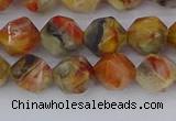 CAA1015 15.5 inches 8mm faceted nuggets red crazy lace agate beads