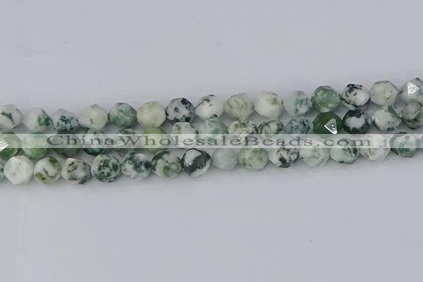 CAA1023 15.5 inches 12mm faceted nuggets tree agate beads