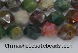 CAA1027 15.5 inches 8mm faceted nuggets Indian agate beads