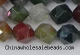 CAA1028 15.5 inches 10mm faceted nuggets Indian agate beads