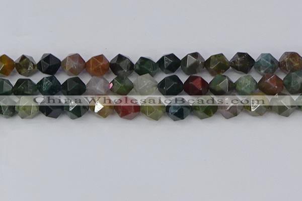 CAA1029 15.5 inches 12mm faceted nuggets Indian agate beads