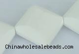 CAA11 15.5 inches 25*25mm faceted diamond white agate gemstone beads